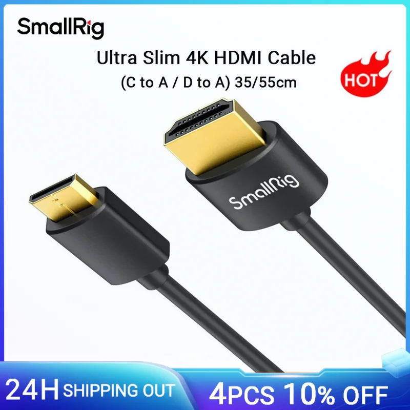 SmallRig Ultra Slim 4K Cable C to A / D to A / 60HZ Cable 35cm 55cm for DSLR Camera Monitor Soft Cable Camera Rig 3040/3041/3042