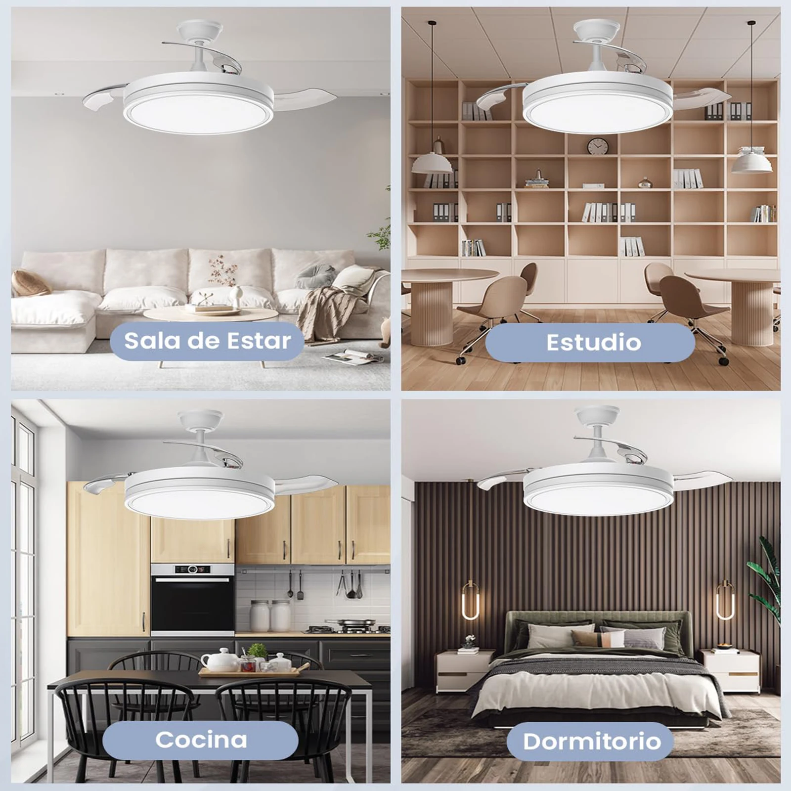 مروحة سقف جيلينا مع لايت هوم سمارت 6 سرعات ​ ​ التحكم عن بعد LED مصباح مروحة السقف الإضاءة الصامتة لمروحة الغرفة الكهربائية