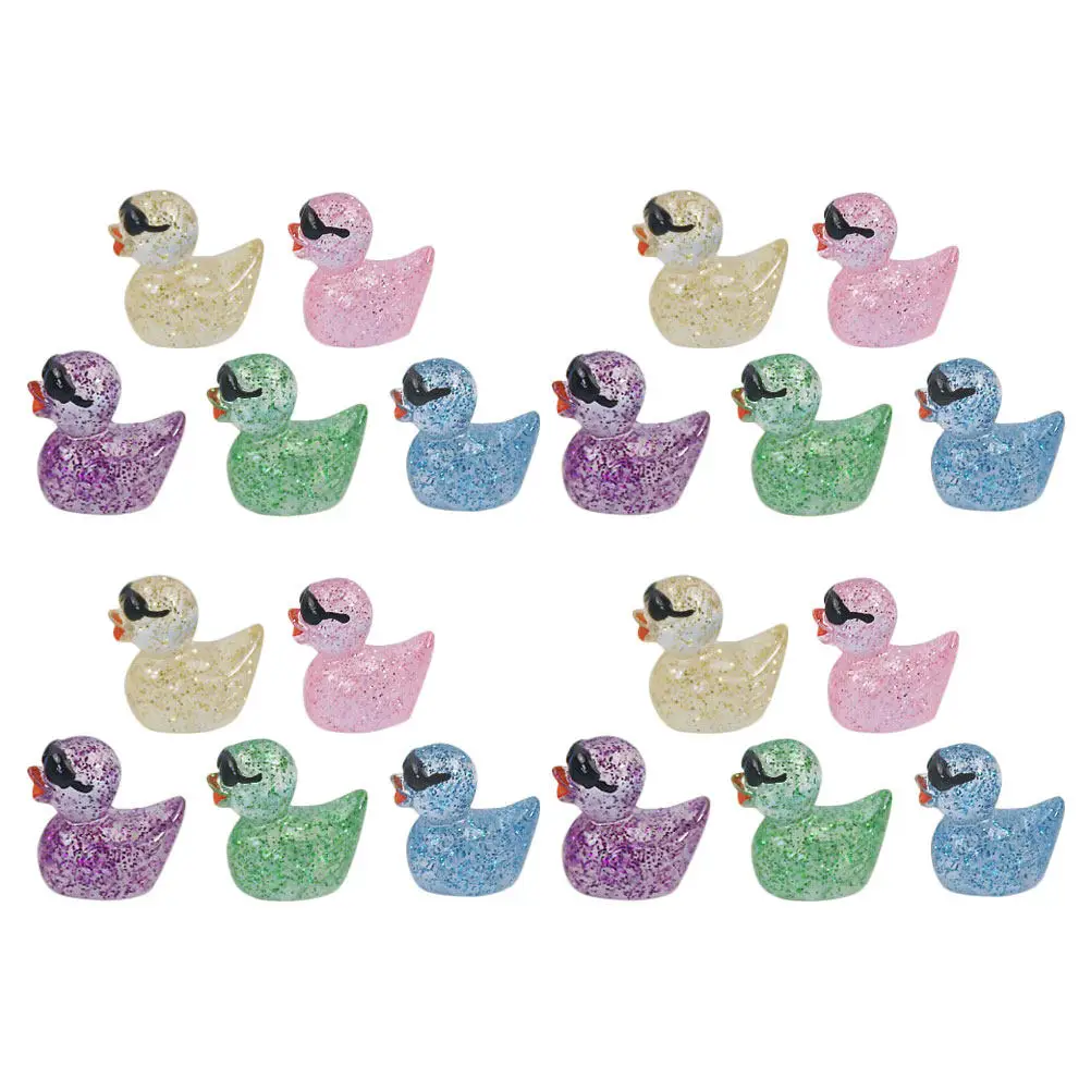50pcs Luminous Mini Resin Duck Ornaments for Desktop, Party, Garden & Micro Landscape Decor