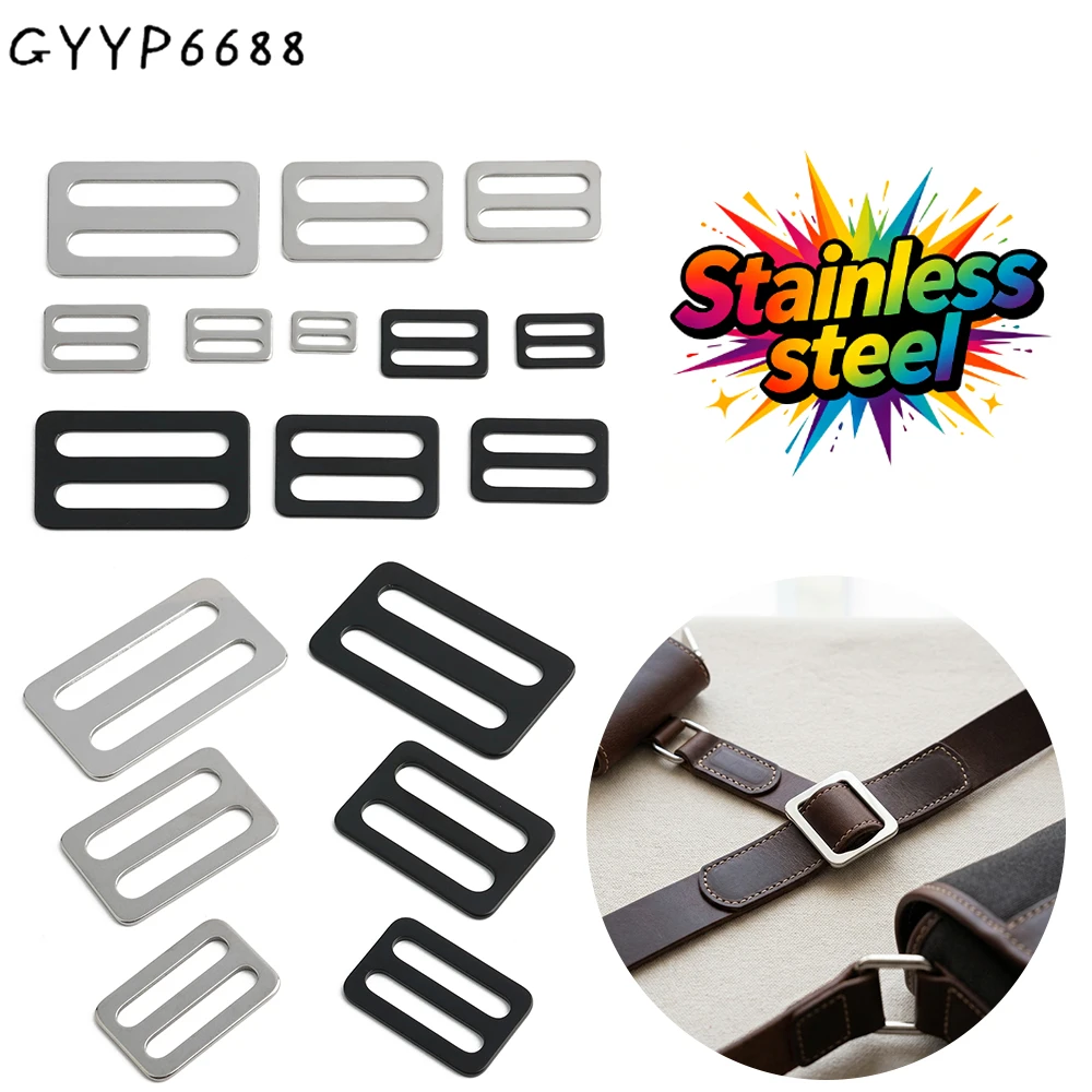 10/50/80PCS 15-20-25-32-38-50mm Stainless Steel Slider Adjuster Buckle For Bags Carabiner Clip Pet Collar Belt Ring Accessories