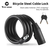 WEST BIKING Bicycle Lock Metal Anti Theft Lock with 2 Keys Bike Security Steel Cable Cycling Bicycle Lock Bike Accessories