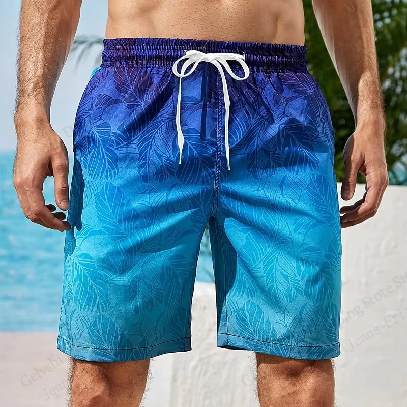 Summer Men's Swimwear Board Shorts Flower Leaf Pattern Beach Shorts Gym Fitness Pant Surfing Trunks Men Swimsuit Brief Quick Dry