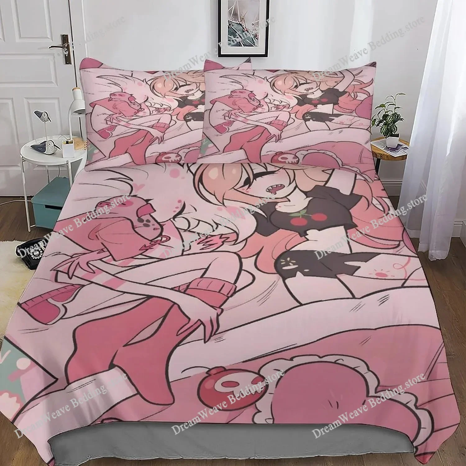 Bedding Decor Hazbin Hotel Cartoon Game Duvet Cover Pillowcase Bedding Set Adult Boys Girl Bedroom Decoration Children Gift Sing