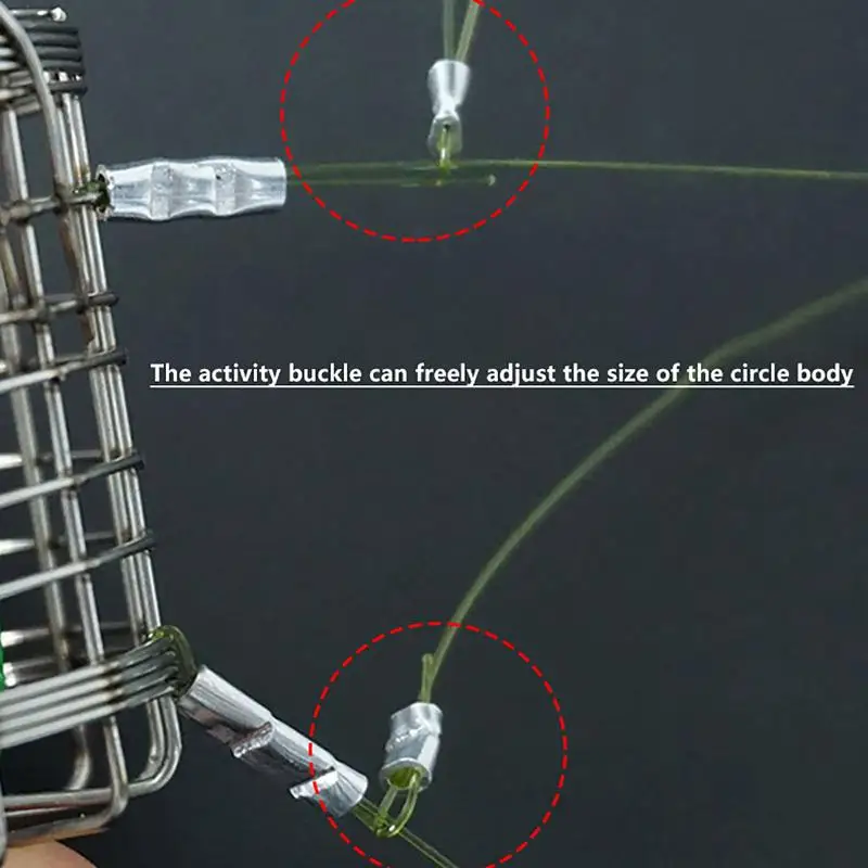 Stainless Steel Crab Catching Tool Steel Wire Fish Cage 8/12 Laps With Lines Crab Fishing Cages Lure Trap Feeder Crab Trap