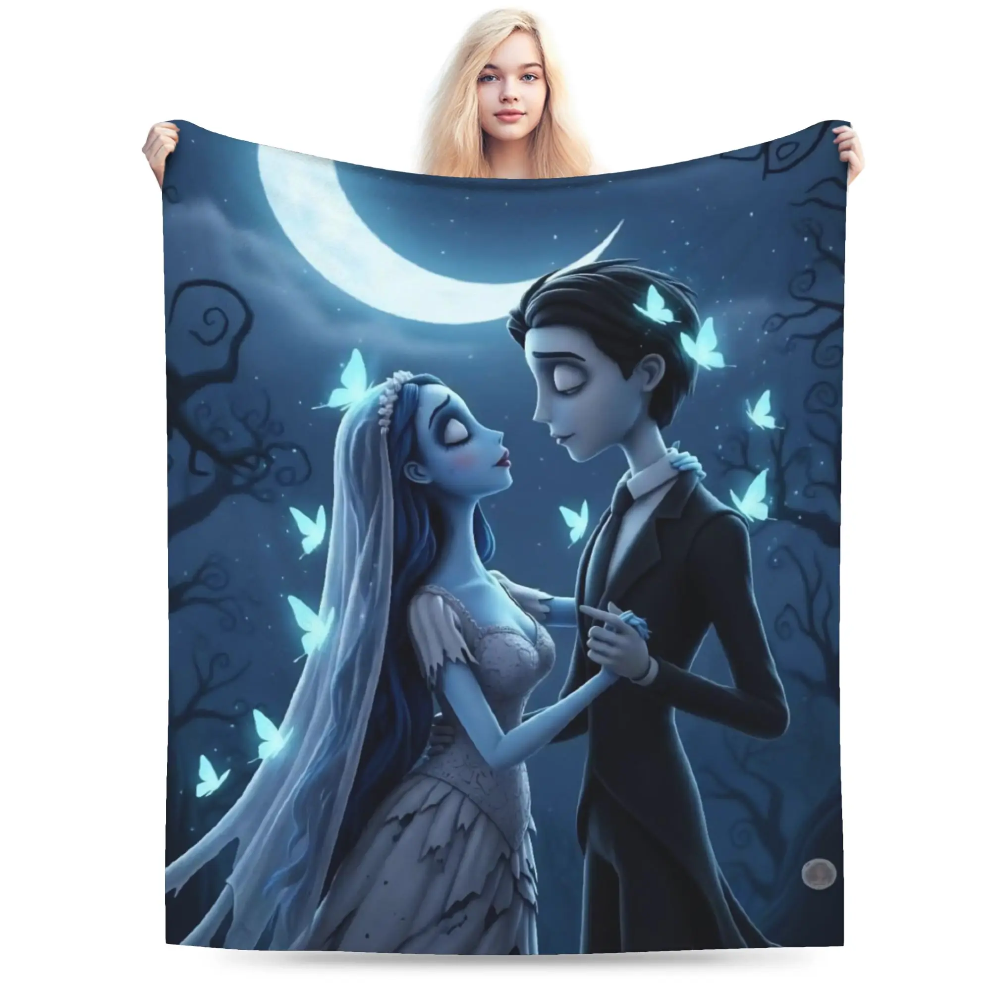 جثة العروس إميلي وفيكتور البطانيات الصوف الصيف متعددة الوظائف خفيفة الوزن رقيقة رمي البطانيات للفراش سيارة المفرش