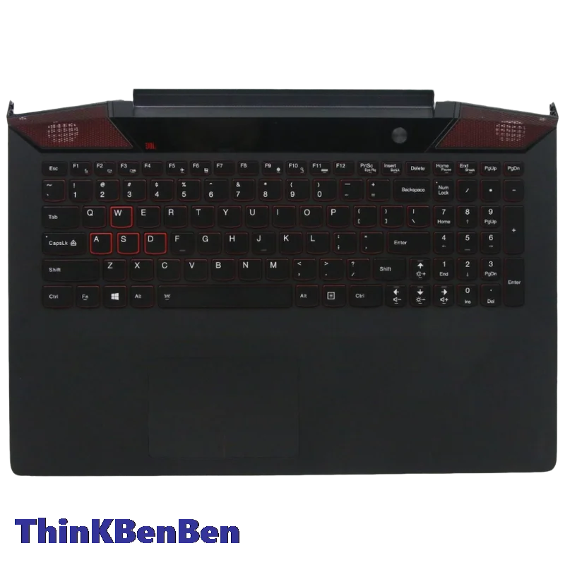 Capa superior para teclado preto em inglês dos eua, capa para descanso de mãos para lenovo ideapad y700 15 15isk 15acz 5cb0k97423