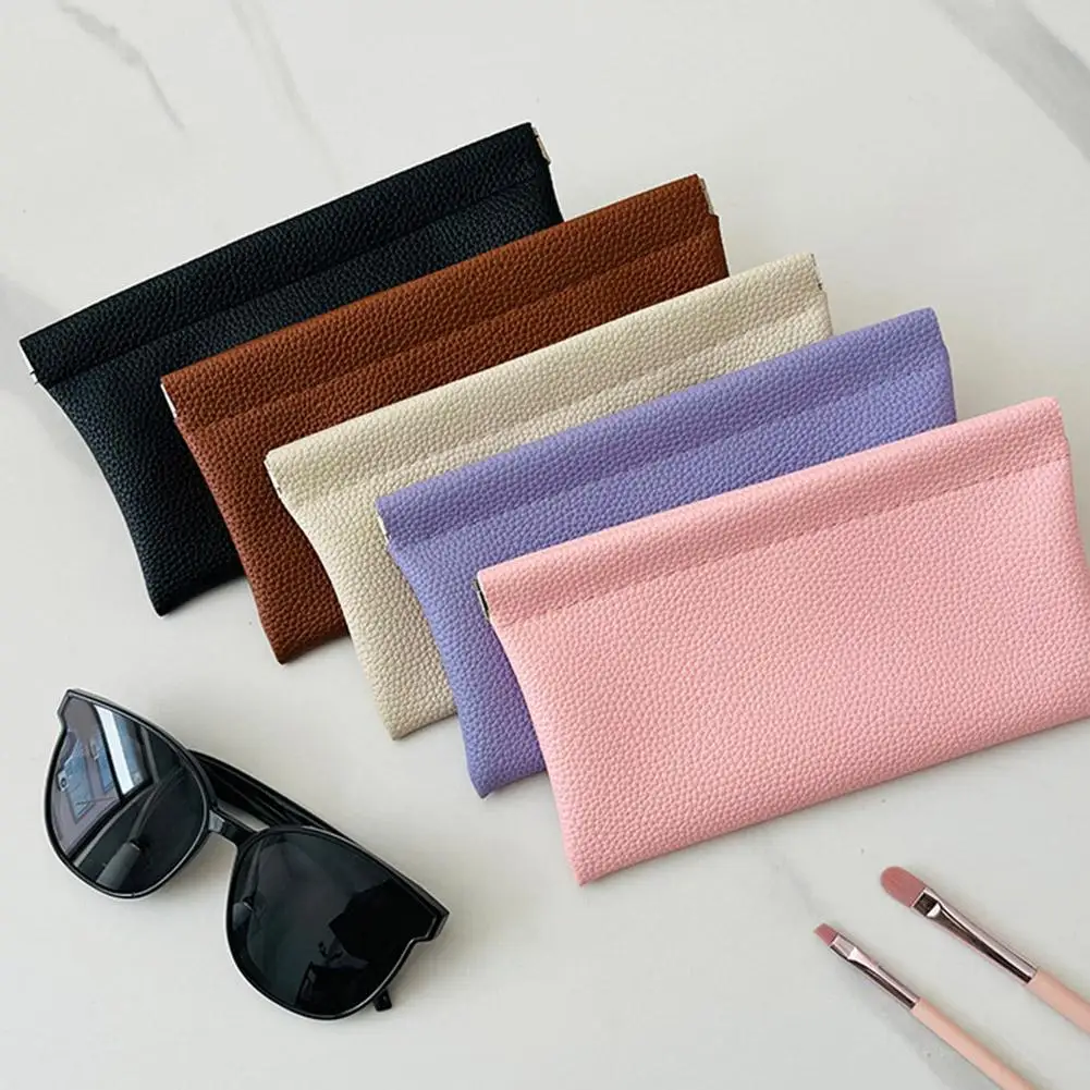 Eyeglass Storage Bag Self-closing Long Wallet Simple High Quality Artificial Leather Coin Data Cable Key Card Storage Packet