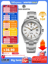 San Martin-Montre habillée mécanique automatique pour homme, montres d'affaires étanches, Gada Fashion, Orange Shoous NH35, SN0129, 39mm