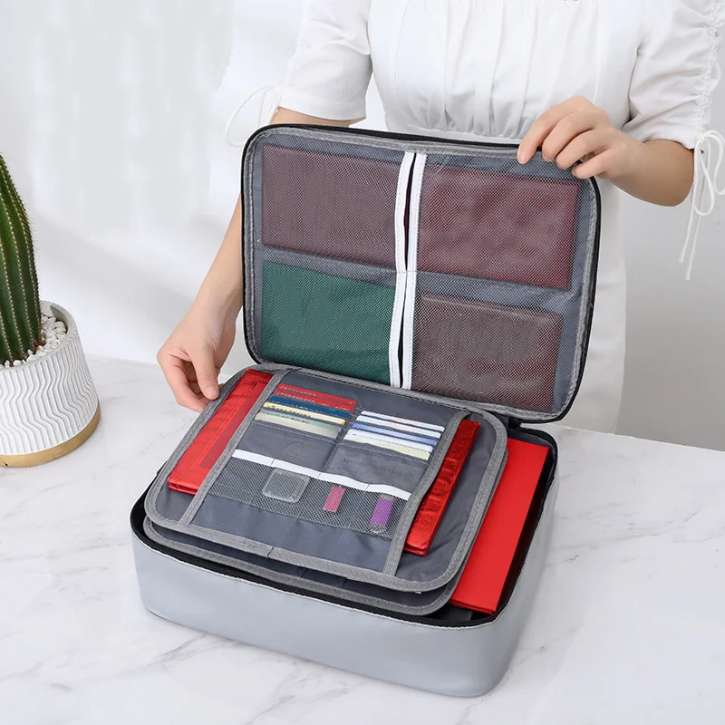 耐火ドキュメントパスワードバッグ旅行防水ファイルマネーストレージ金庫書類ジッパー安全オーガナイザー多層カードケース