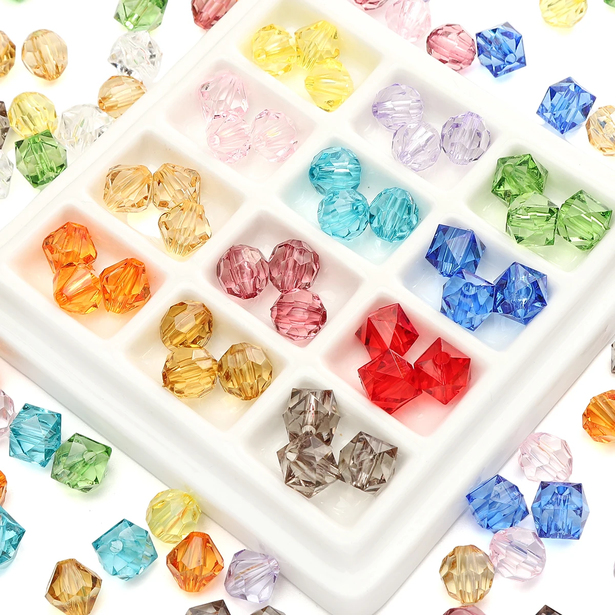 About 46Pcs Acrylic Cut Beads Diamond Beads Unique Scattered Beads Handmade DIY Jewelry Bracelets Earrings Accessories Materials