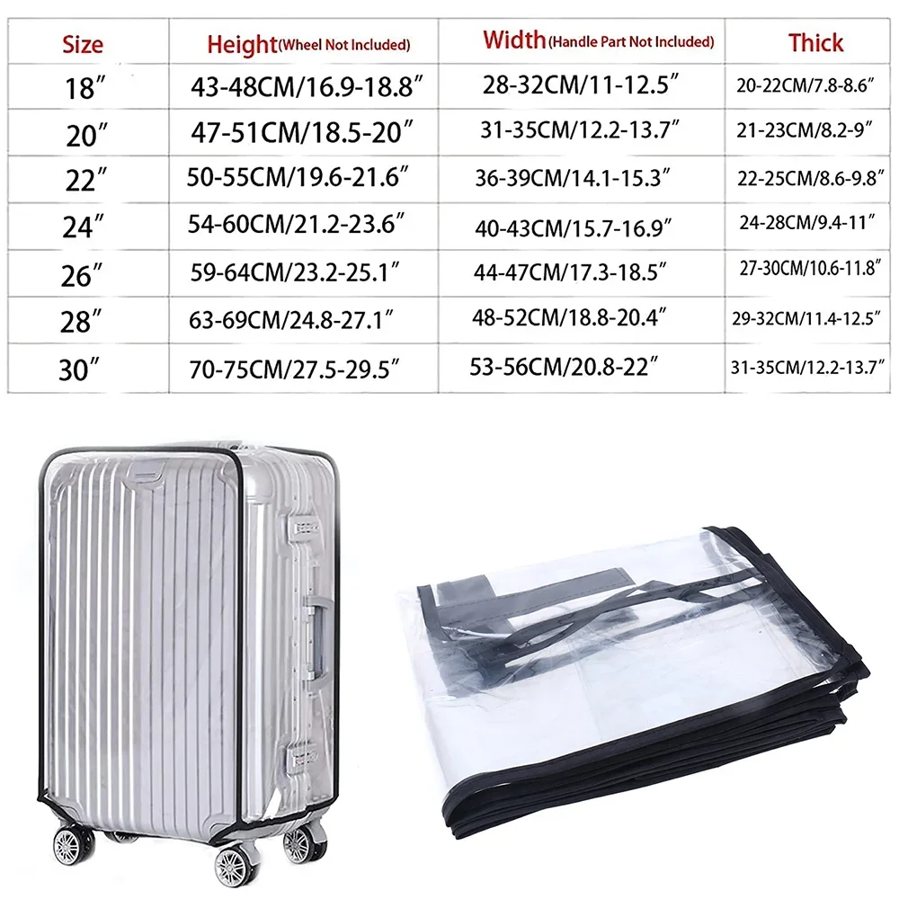 Full Transparent Luggage Protective Cover Waterproof PVC Suitcase Case Suit for 18-30 Inch Trolley Suitcase Dustproof Cover