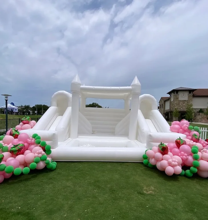 

White Inflatable Water Bouncer with Pool Jumping Castle Wedding Party Games