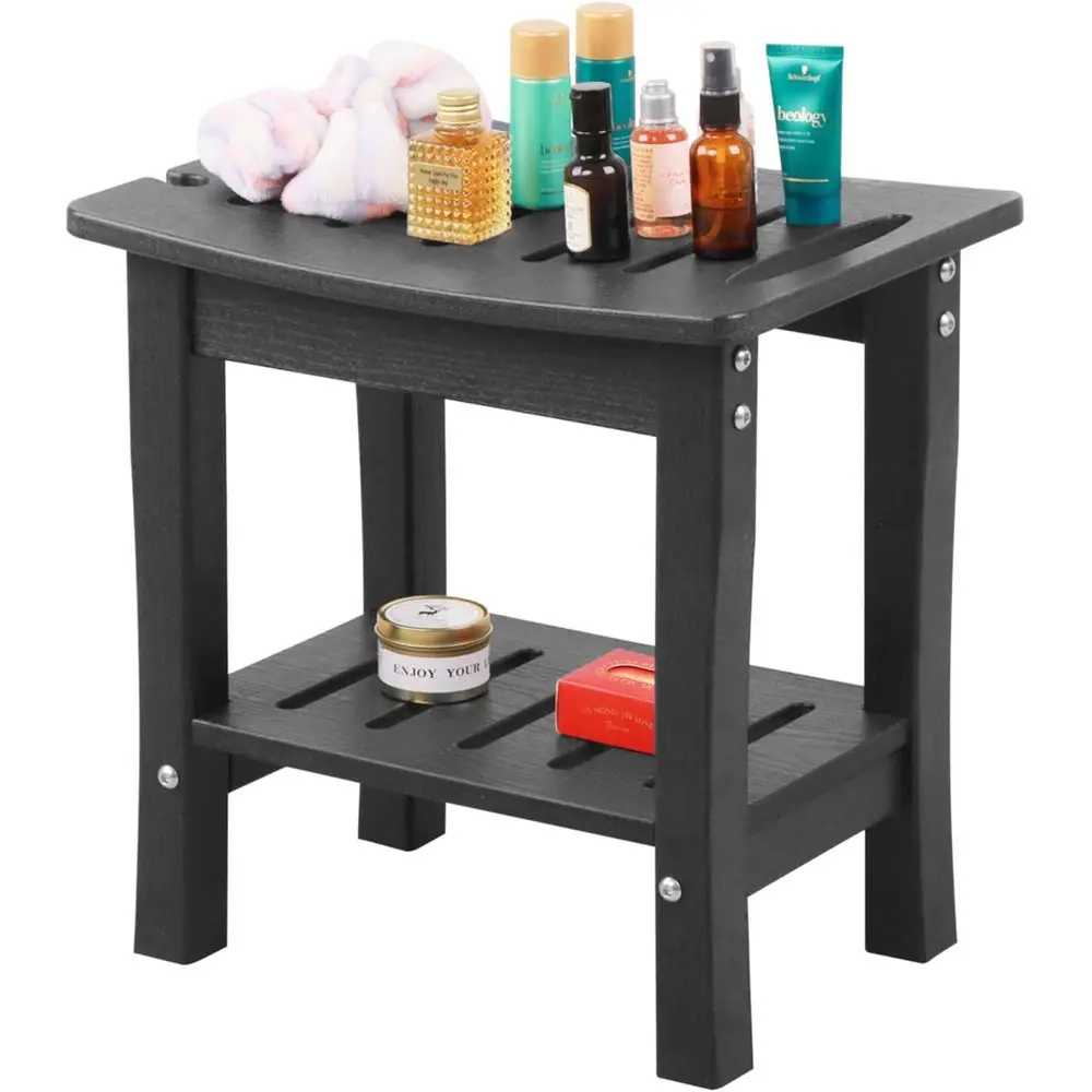 

Черная скамейка для душа для взрослых, выдерживающая нагрузку до 300 фунтов, 16,5x11,8x16,3 дюйма