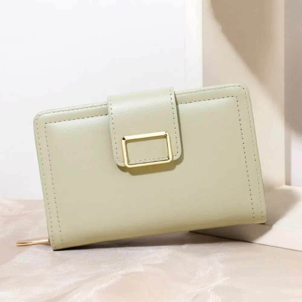 محفظة عصرية من البولي يوريثان ذات أوضاع متعددة للبطاقات رفيعة للغاية بلون سادة ومحفظة للعملات المعدنية كاجوال رائعة محمولة باليد للفتيات