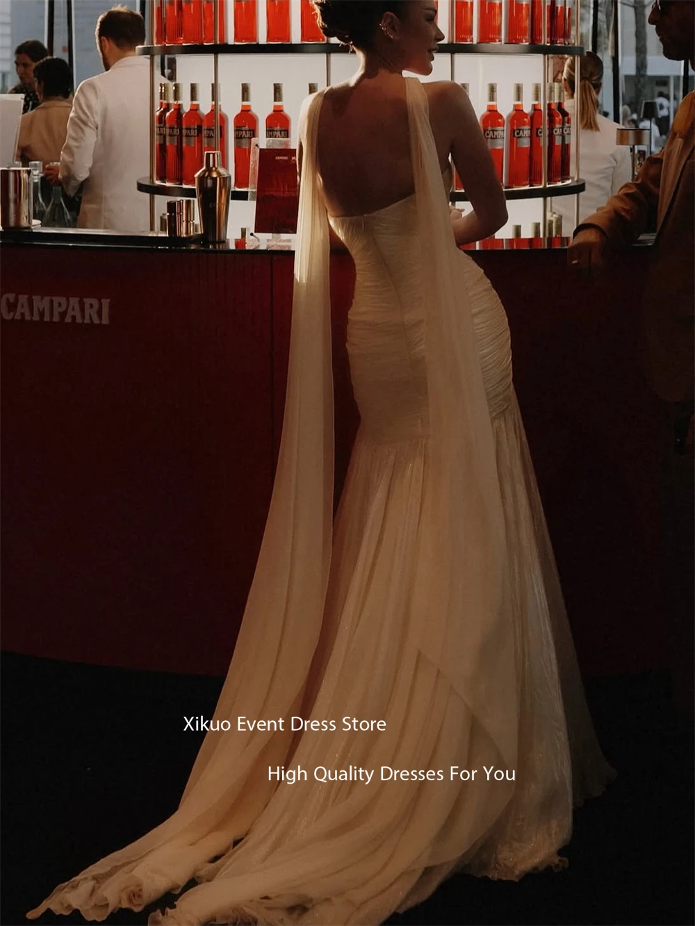 Xikuo فساتين سهرة شيفون على شكل قلب مكشكشة على شكل حرف A فساتين لحضور الحفلات الموسيقية مطوي ماكسي فيستدوس دي فييستا موهير مخصصة