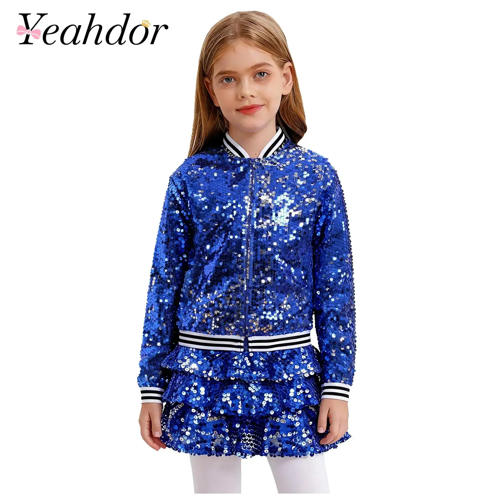 أزياء الفتيات الترتر ملابس رقص الجاز الاطفال الشارع الشهير مهرجان ديسكو الهيب هوب ملابس الأطفال مرحلة الأداء زي #1