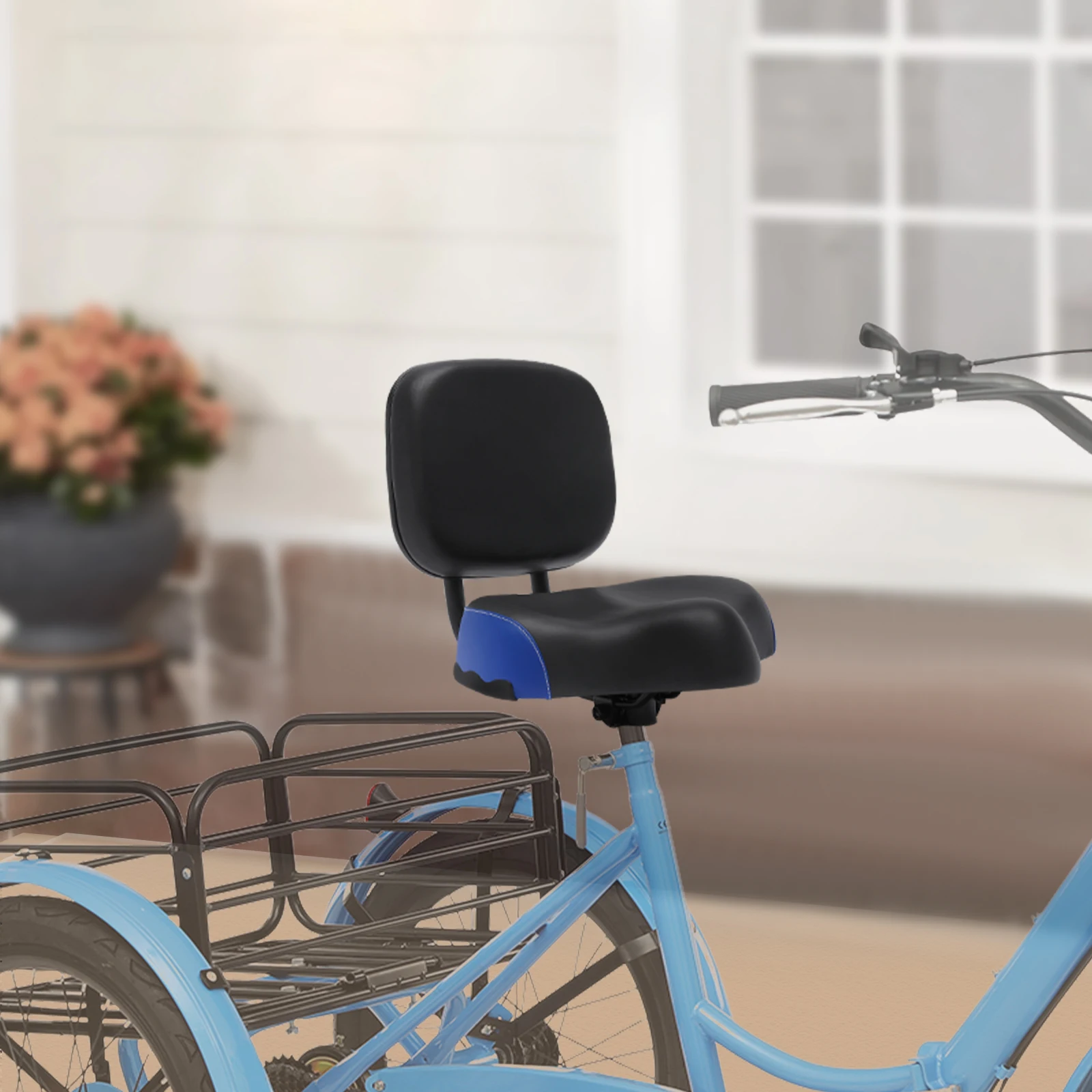 

Universal Bicycle Seat Large Comfortable Extra Wide Bicycle Backrest Saddle Seat With Back Rest Tricycle Cushion