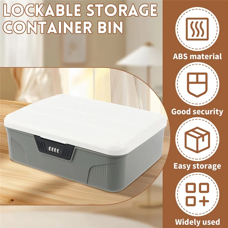 2025 Trend Lockable Container Plastic Lockable Box 4 Digit Password Organizer High Security Lockable Bin Sturdy Lockable Bin