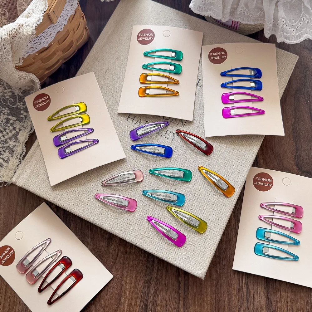 4pcs/set New Korean Water Drop Side Bangs Clips Kids Broken Hair Barrettes Girls Hair Ornaments Sweet Purpose Fix Accessories