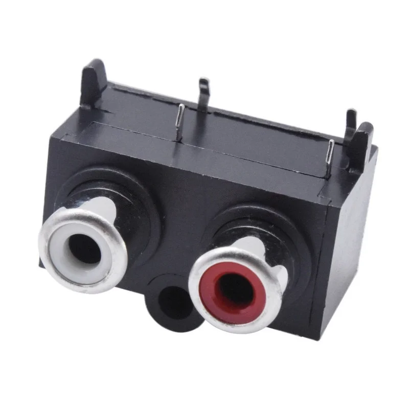 10PCS Two pedestal RCA four-legged RCA-207FB vertical audio socket fully enclosed audio socket sealed enclosure for speakers