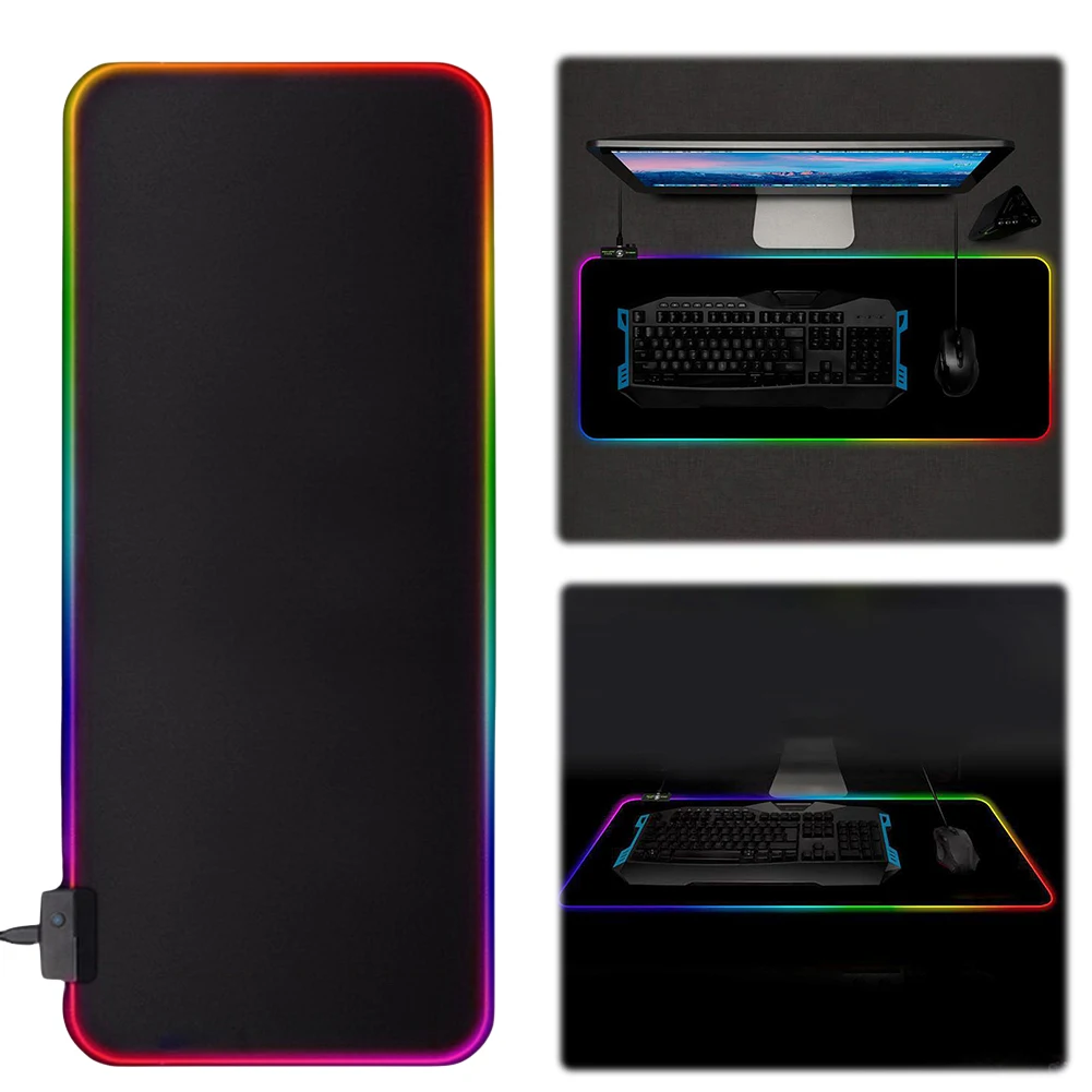 

Коврик для мыши RGB, противоскользящий резиновый коврик со светодиодной подсветкой, коврик для мыши, 11 режимов освещения, светящийся игровой коврик для мыши для геймера, киберспорта
