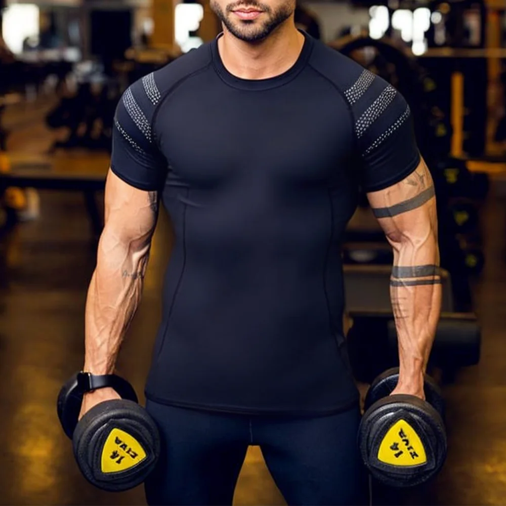 Sports T Shirt Men Gyms Short Sleeve Fitness T-shirt Male Quick Dry Workout Outdoor Tight Tees Tops