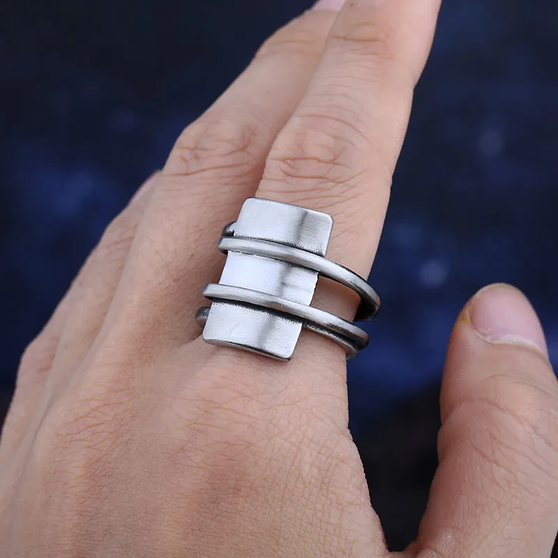 Stainless Steel Viking Simple Ring Geometry vintage Hammer retro punk Classic Ring Male finger Love Jewelry for man Gift OSR526