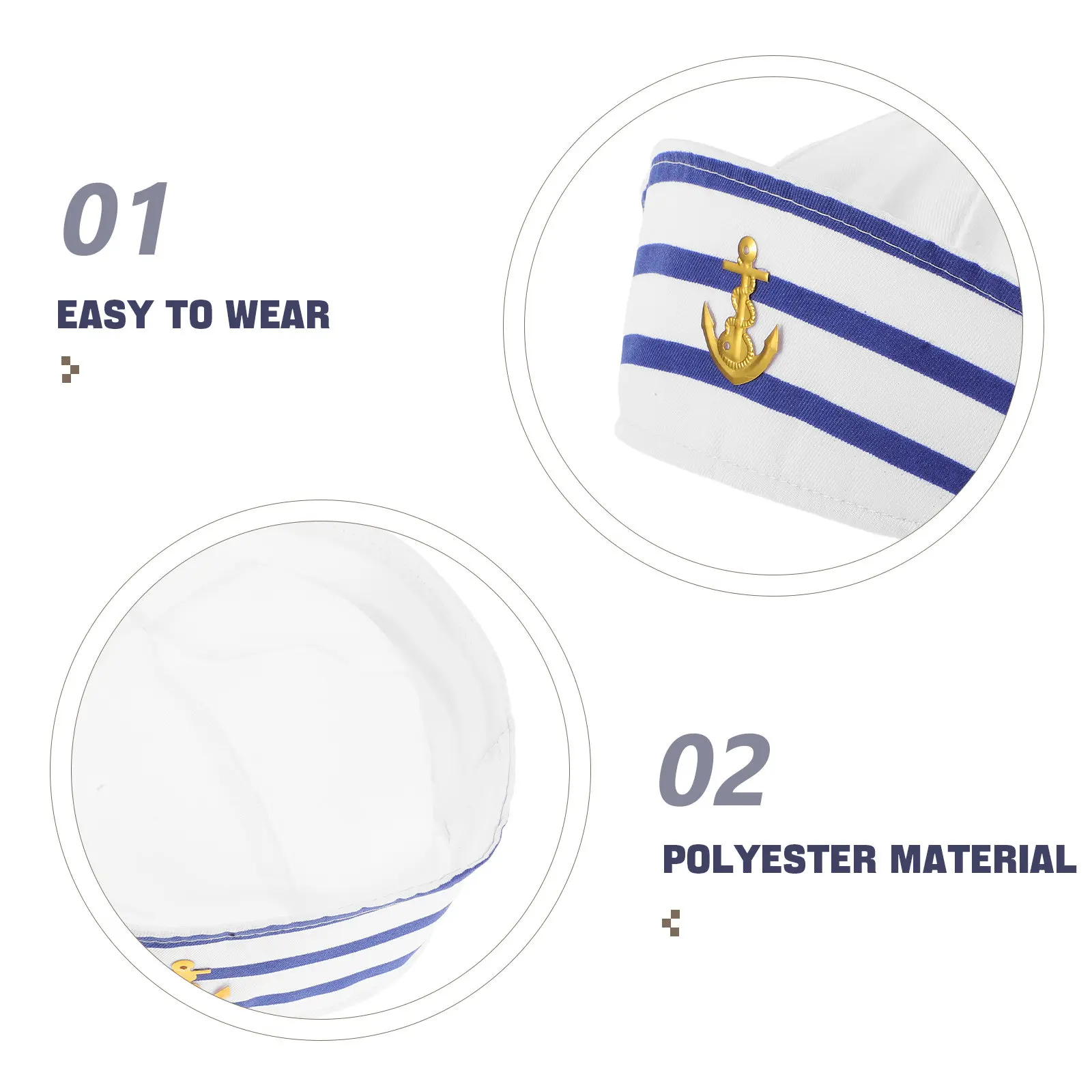 2 szt. Kapitańska czapka marynarska dla kobiet i mężczyzn, idealna na cosplay, imprezy, dekoracje, wydarzenia na łodziach, lekka, trwała i wysokiej jakości.