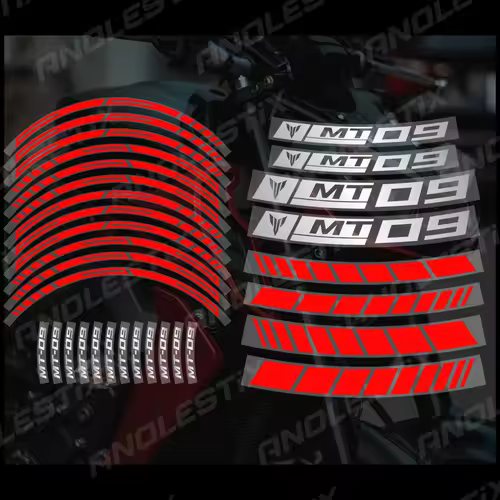 AnoleStix Reflective Motorcycle Wheel Sticker Hub Decal Rim Stripe Tape For YAMAHA MT-09 MT09 - Image 2