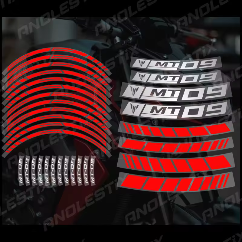 AnoleStix Reflective Motorcycle Wheel Sticker Hub Decal Rim Stripe Tape For YAMAHA MT-09 MT09 - Image 2