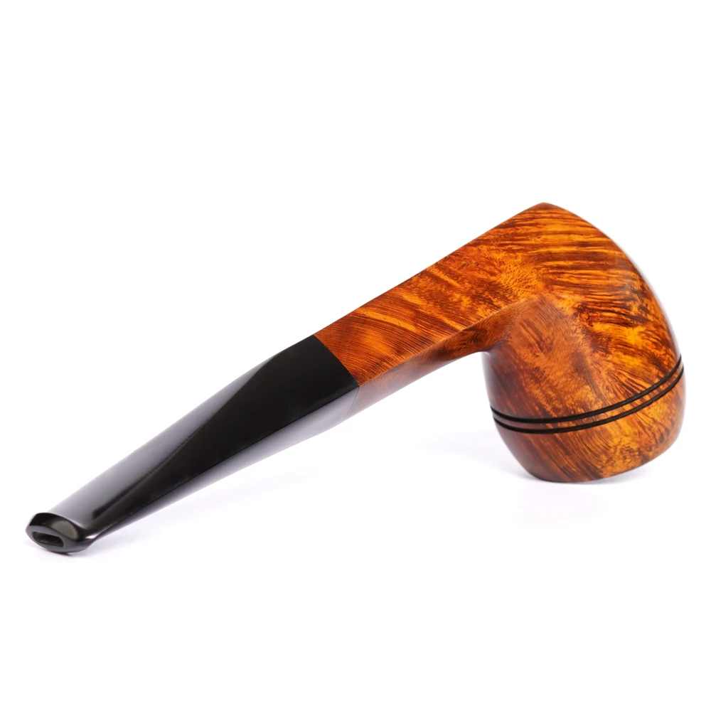 MUXIANG handmade briar bulldog pipe double waistline design straight handle vulcanized rubber mouthpiece Father smoker\'s gift