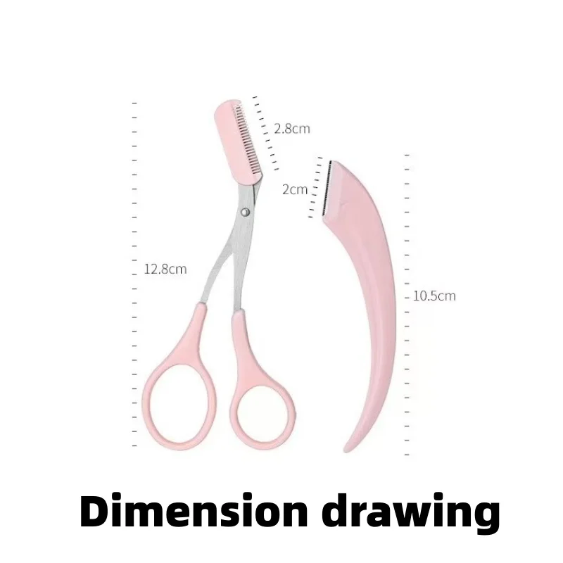 204-Kit de preparação de sobrancelhas: tesoura com pente de sobrancelhas, aparador, pinça de maquiagem e navalha de sobrancelhas pequena