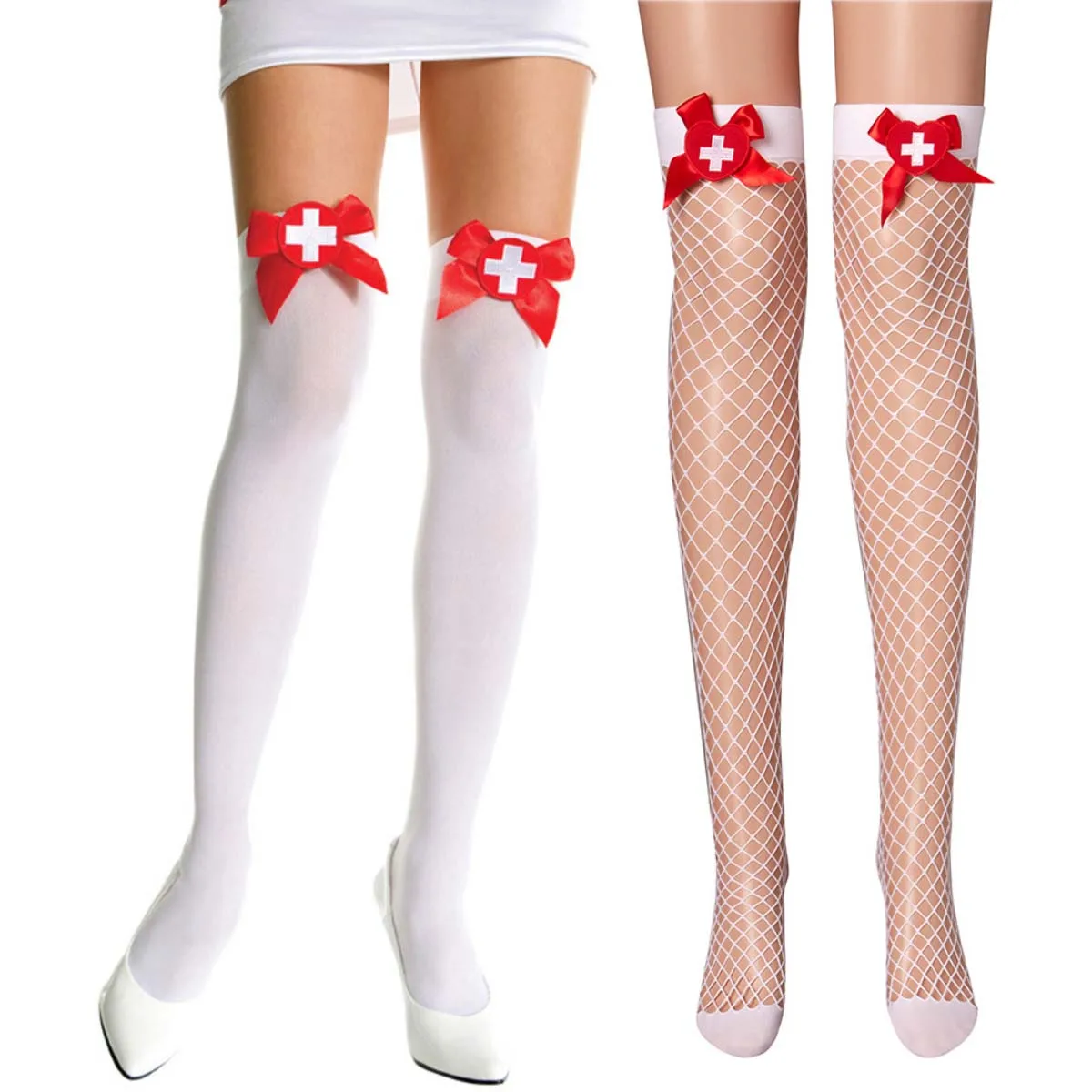Halloween Rollenspel Accessoires Vrouwen Witte Dij Highs Sexy Verpleegsters Kousen