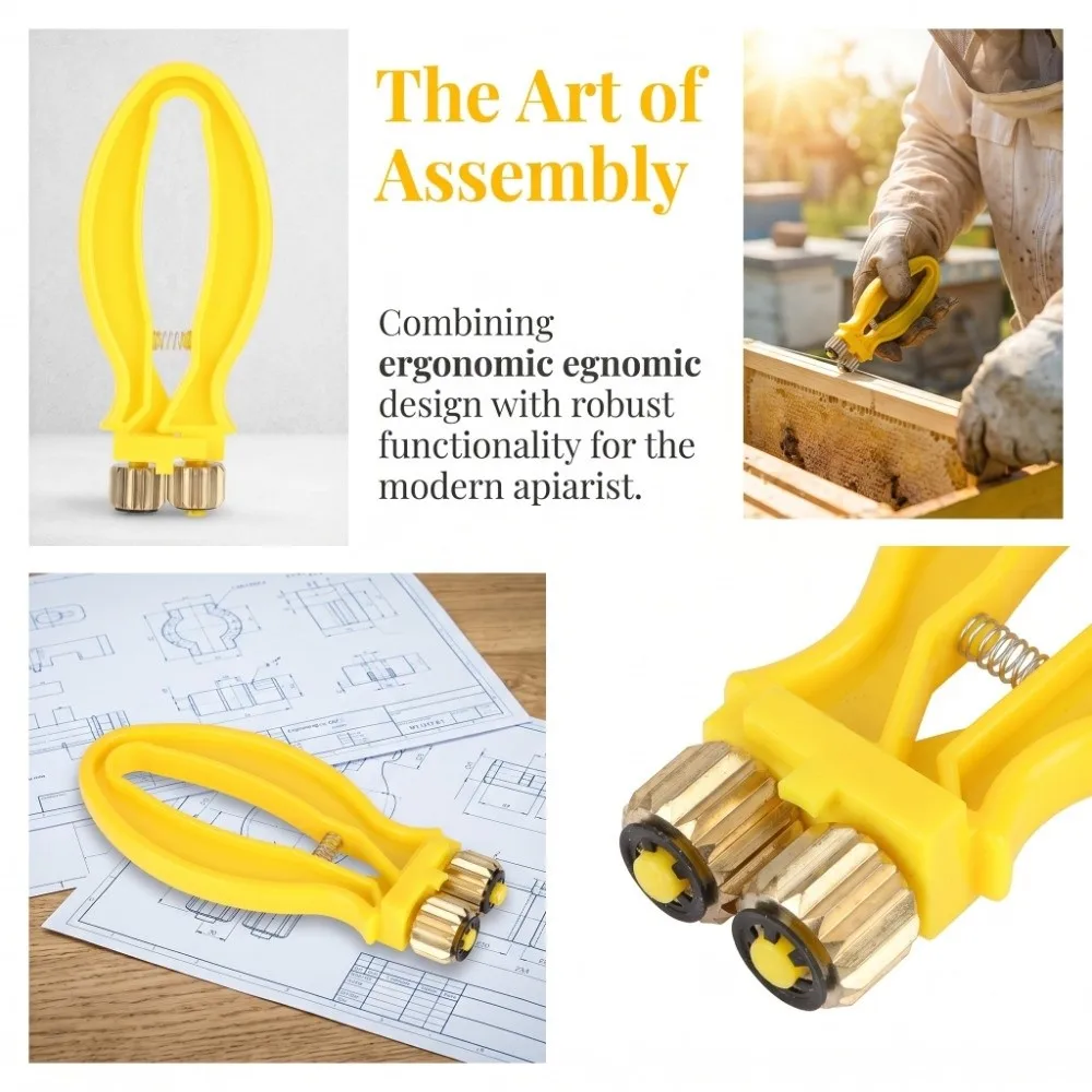 2Pcs Heavy Duty Beehive Frame Wire Crimper Metal Gear Durable Beehive Frame Wire Tensioner Plastic Yellow Beekeeping Hand