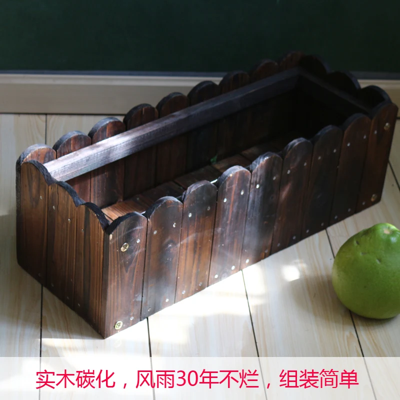 Outdoor anticorrosive wooden flower box flower trough flower rack fence flower plant vegetable wooden flower rack