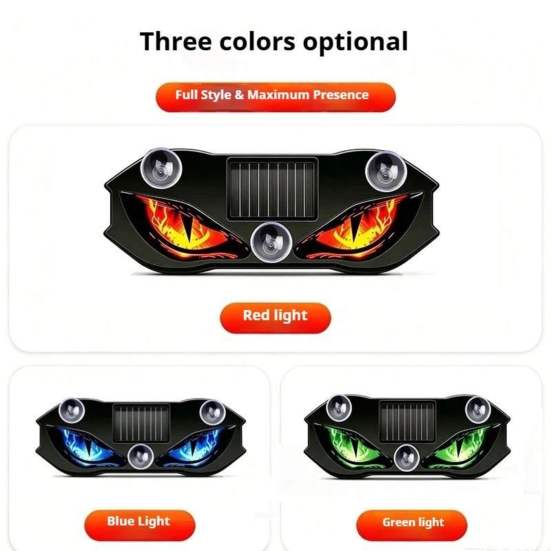 Car LED Wireless Solar Devil's Eye Triangle Window Decorative Light Car Atmosphere Wire Free Led Lights for Car