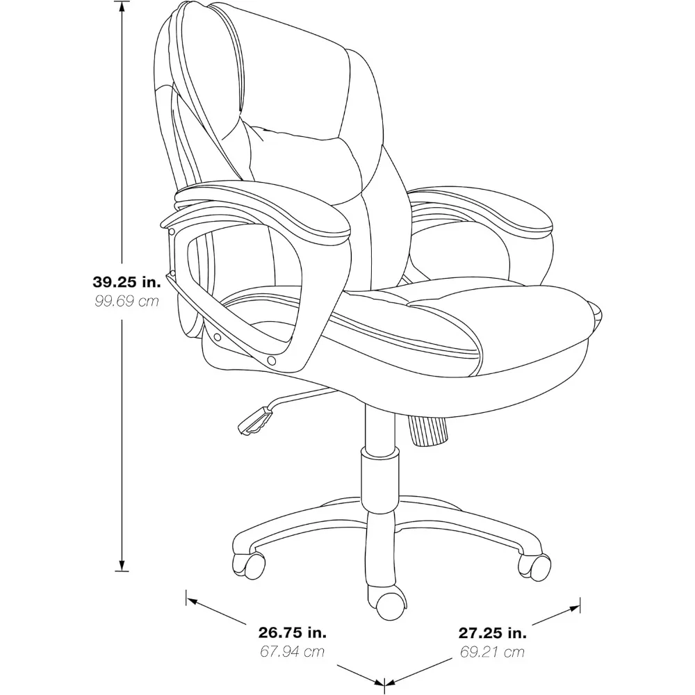 كرسي مكتب مدير من الجلد الصناعي من سلسلة Office Star FL قابل للتعديل مع دعم قطني وأذرع مبطنة، رمادي فحمي #2