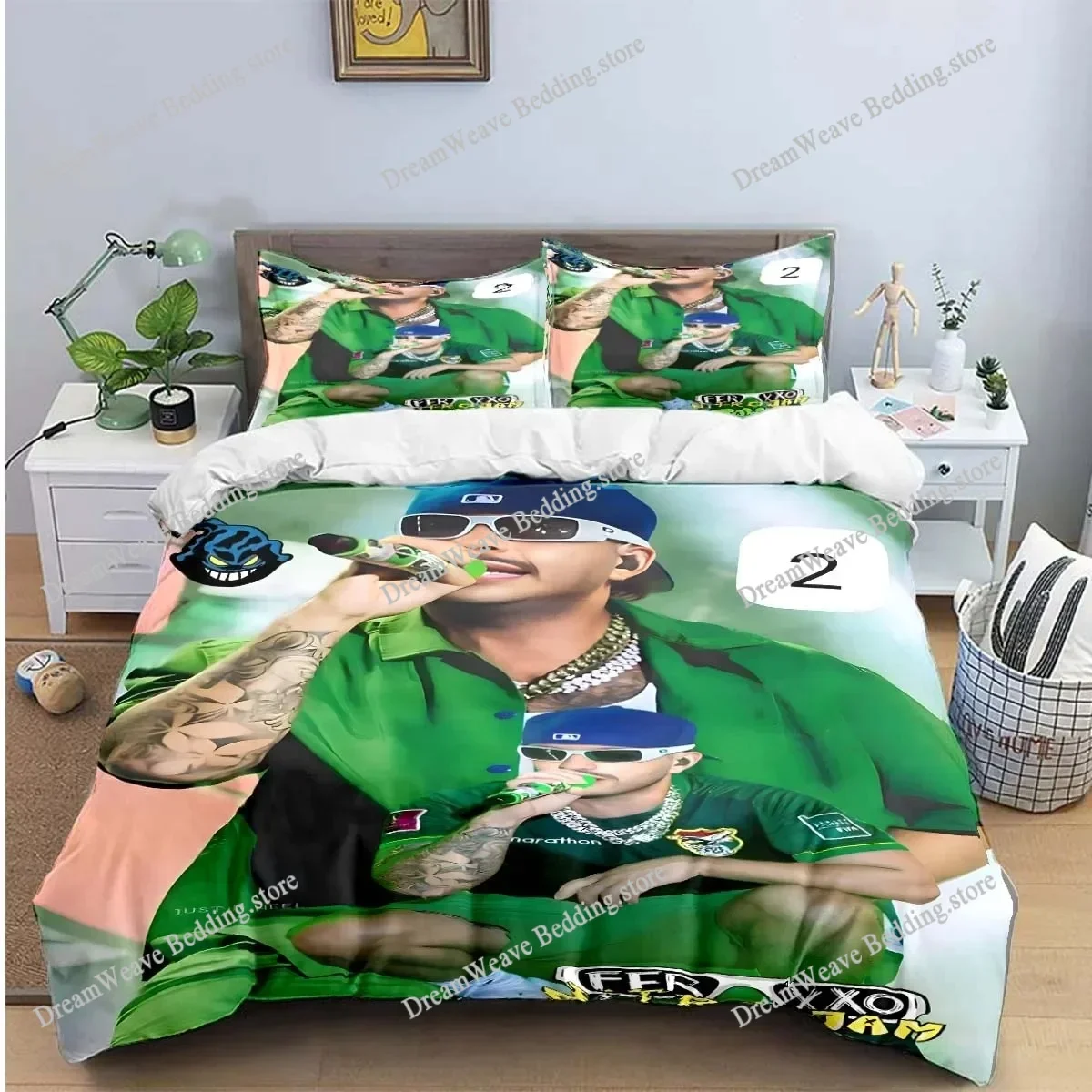 Fashion Pop Singer Ferxxo Feid Print Bedding Sets Bed Supplies Set Duvet Cover Bed Comforter Set Bedding Set Luxury BirthdayGift