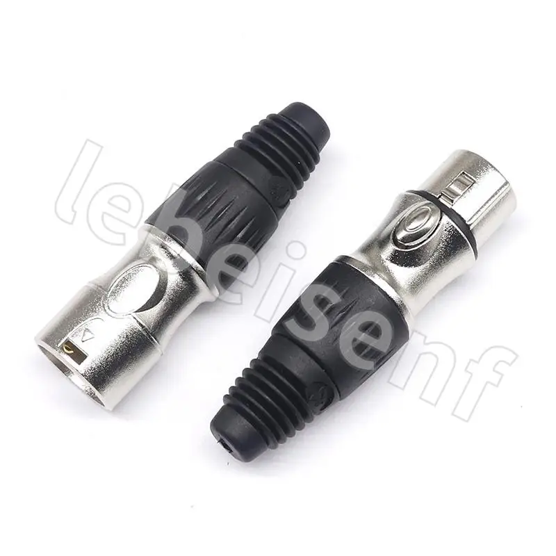 XLR 3Pin Male/Female Microphone Audio Cable Plug Connector Cannon MIC Cable Terminal Silver Microphone Plug