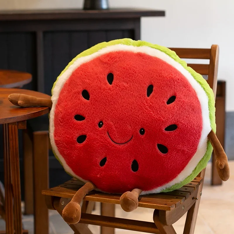 

Kawaii Smile Watermelon Cushion Plush Toys Funny Cartoon Fruit Stuffed Pillow Soft Sofa Chair Cushion Lovely Home Decor
