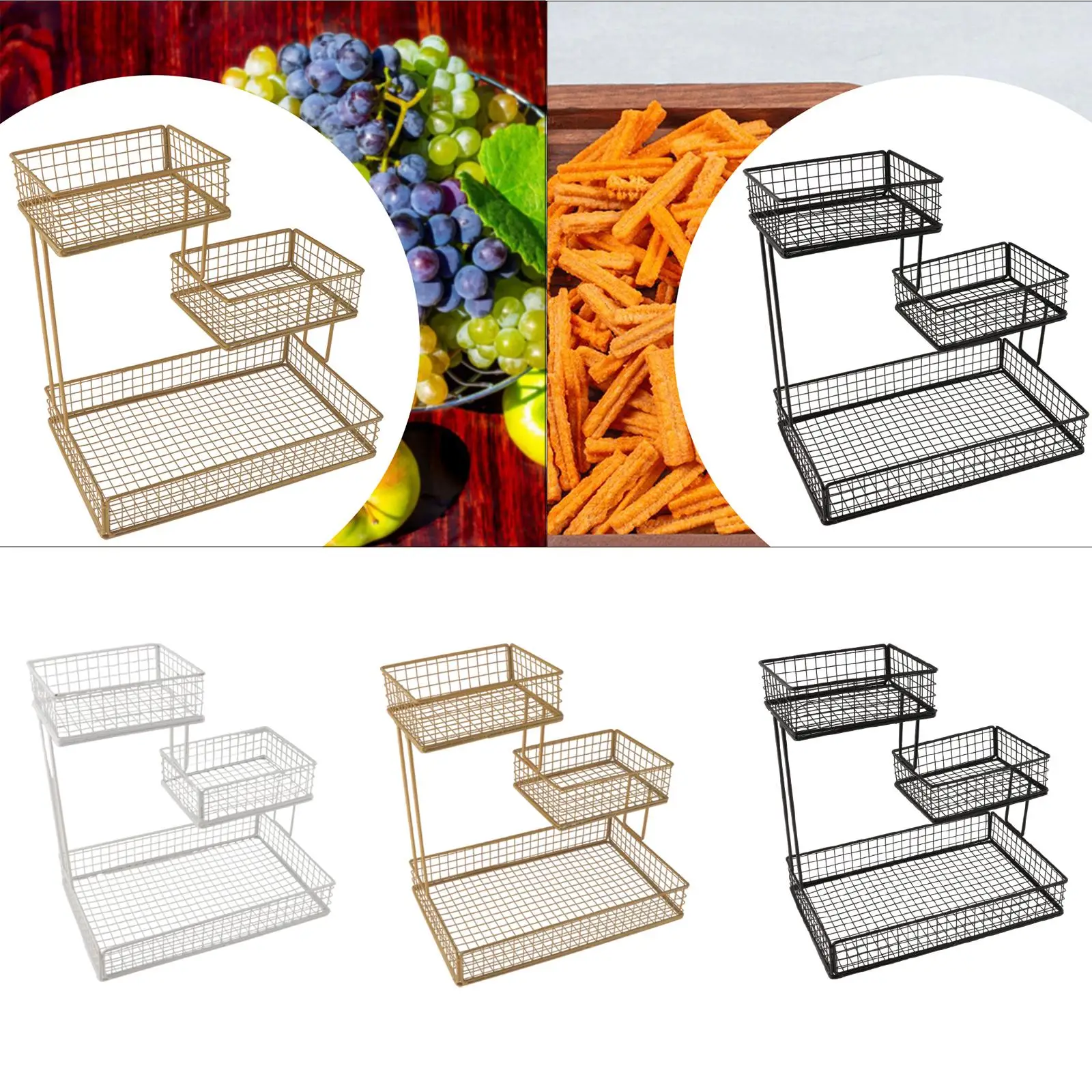 

Fruit Basket Bowl Serving Tray Counter Top Space Saver Metal Wire Storage Basket Fruit Stand Organizer Home Use Storage Basket