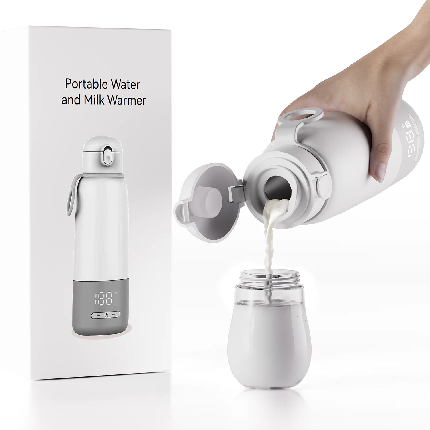 Portable USB  Travel Breast Milk Formula Baby Bottle Heater Quick Heating Stainless Steel and Polypropylene 350ml 35W Eu Plug