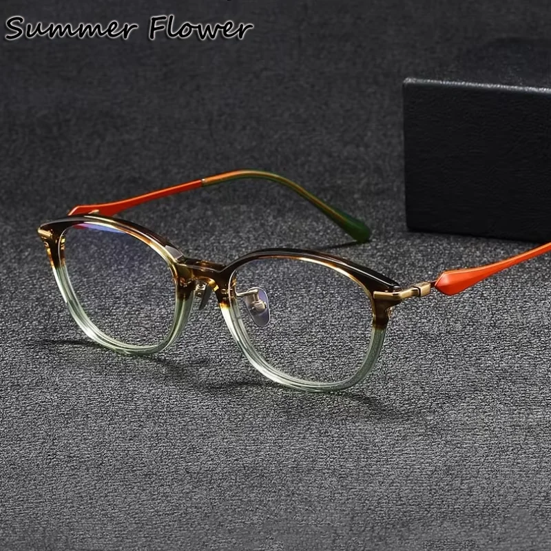 

Girl Eyewear Frames Acetate Titanium Women Men Eyeglasses Super Quality Optical Gafas High Myopia Degree Precription Lenses