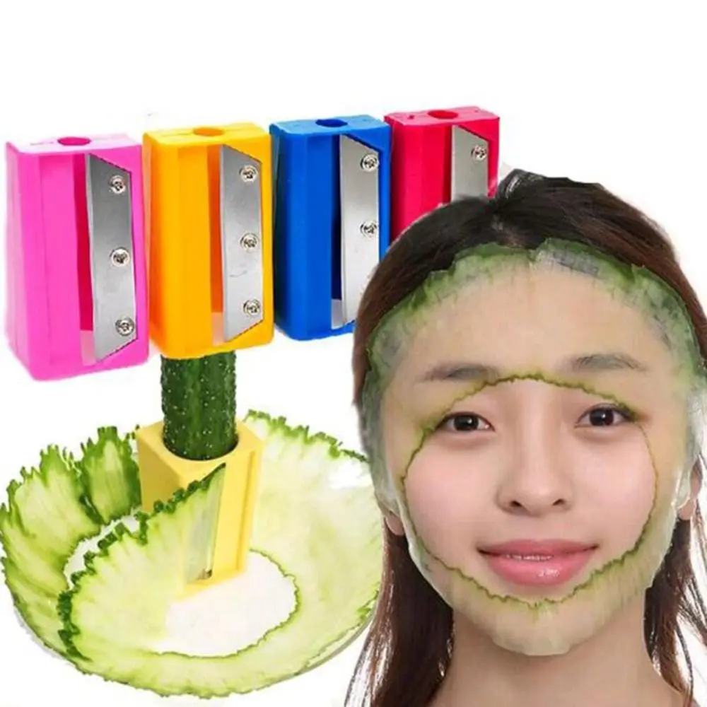 Handheld Manual Cucumber Mask cutter Rotating Thin Carrot Sharpener with Mirror Facial Skin Care Peeler Beauty Tool