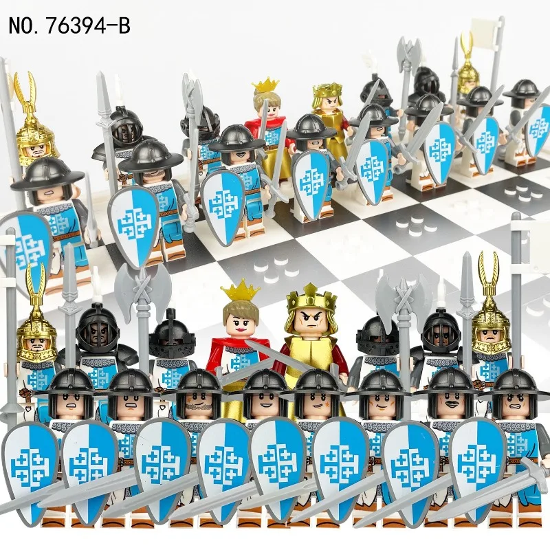 

Four knight doll Roman century cross-border wholesale 76394 Xiangjiang small particles assembled building blocks toy weapons