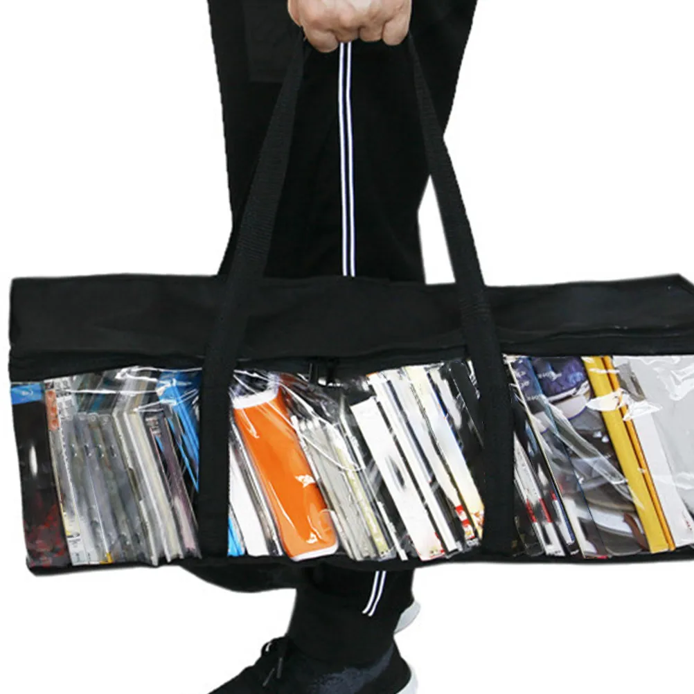 Dvd Media Storage Bag Transparent PVC Carry Handle Organizer for Cd Book Storage Pouch Video Games Holder Lightweight Portable