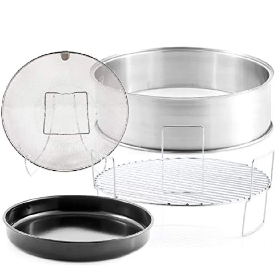 

Primo Extender Ring Kit, Includes 5" Stainless Steel Extender Ring, Reversible 3" Cooking Rack, 10" Enamel Baking Pan and Stain