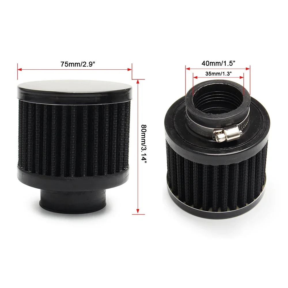 Universal Durable Baffled Oil Catch Can 2-Port Reservoir with Drain Valve Breather Cylinder Filter Braided Tubing Kit OCC-1038