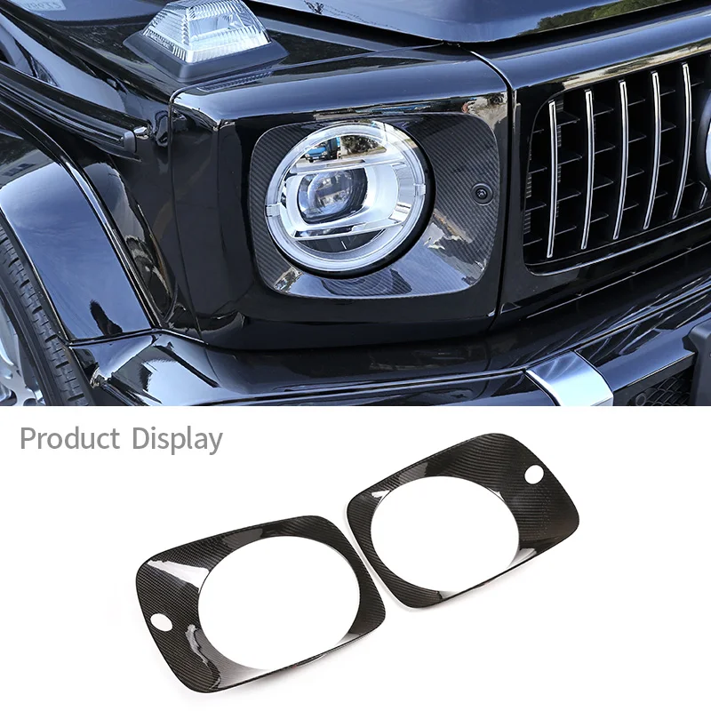 

For Mercedes-Benz G-Class 2019-2020 G63 W463 Real Carbon Fiber Auto Headlight Panel Decorative Frame Car Supplies Accessories