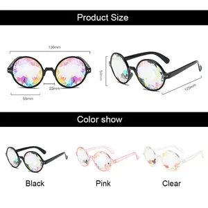 Yooske-Red Retro Sun Hicles for Men and Women, Cosplay, Kaleidoscope, Rave, Festival, Nail, Holographic, Mosaic, Prism, Party 11 Main Sales Rave Party Glasses - №10